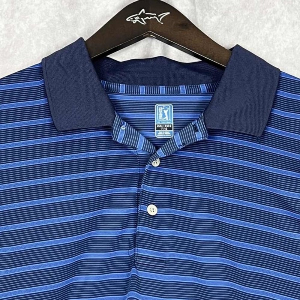 PGA TOUR Pro Series Men's XXL Blue Stripe Polo